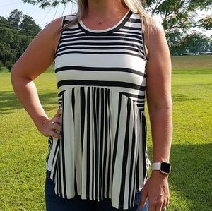 Cream/black striped tank